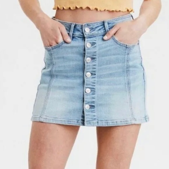 American Eagle size 8 denim button up jean skirt - Picture 1 of 5